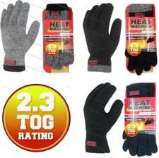 Mens Thermal Gloves 2.3 Tog Knitted Double Insulated Adults Winter Warm