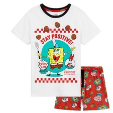Spongebob Kids Boys Short Sleeve Pyjama Set Sleepwear Nightwear