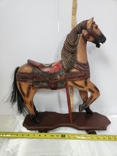Vintage Wooden Rocking Carousel Horse Hand Carved & Painted Beautiful Folk Art. 