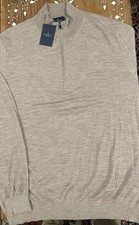Hackett London quarter zip pull over beige Merino wooi BNWT XL