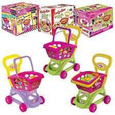 Kids Shopping Trolley & Basket Role Play Plastic Toy Fruit Food Utensil Market
