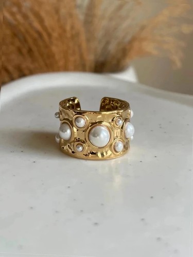 Gold plated white pearl
