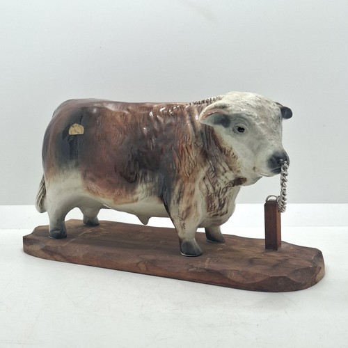 Rare pearl art pottery bull - art,