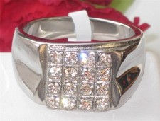 Mens silver ring signet pink