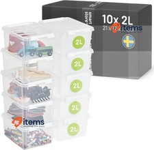 SmartStore - 10x Plastic Storage Box with Lid 2L (21x17x11cm)