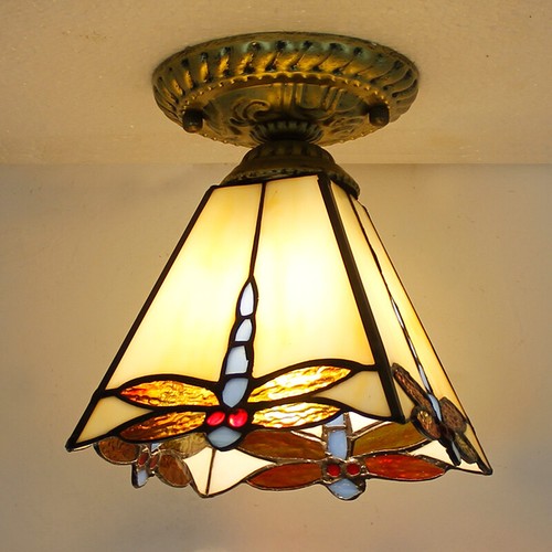 Tiffany style flush - flush, mount