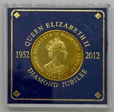 Cased Queen Elizabeth II 1952-2012 Gold Coloured Diamond Jubilee Coin