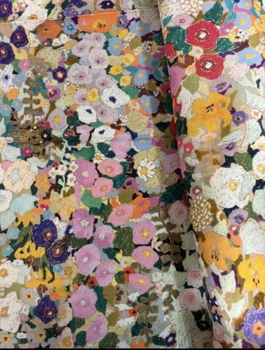Hollyhocks spring cotton linen - spring, cotton/linen