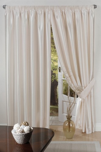 Faux silk cream curtains - faux,