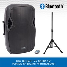 Kam RZ15ABT 15" 1200W Bluetooth PA Speaker Active Portable Powered DJ Club Stage