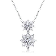 Real Round Cut D/VVS1 Moissanite Snowflake Pendant Necklace 925 Sterling Silver
