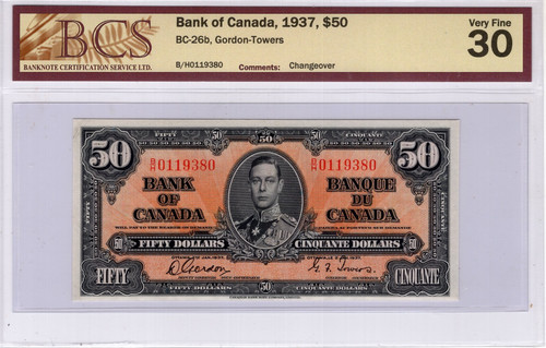 26b 1937 bank canada - bc-26b, $50