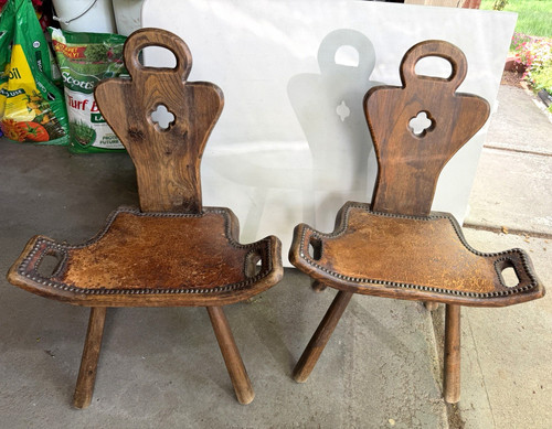 Antique set brown wood - brown,