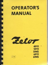 ZETOR 4911 5911 5945 6911 6945 Tractor Operator's Instruction Manual 1979