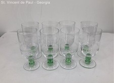 Set Of 8 Portmeirion Botanic Garden Glassware Footed Iced Tea Glasses All Green