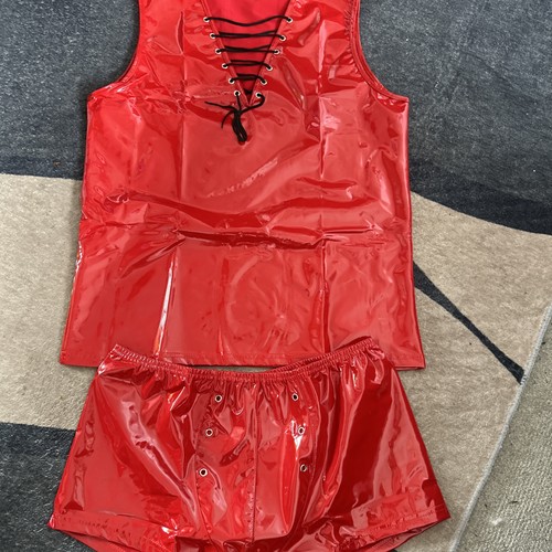 Lgbtq gay 2pc red pvc - lgbtq, latex