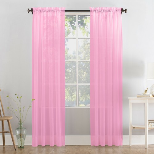 Pair sheer voile curtain - sheer,