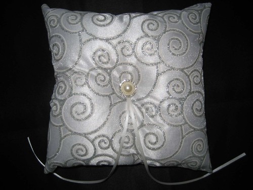 Silver satin wedding - silver, ring