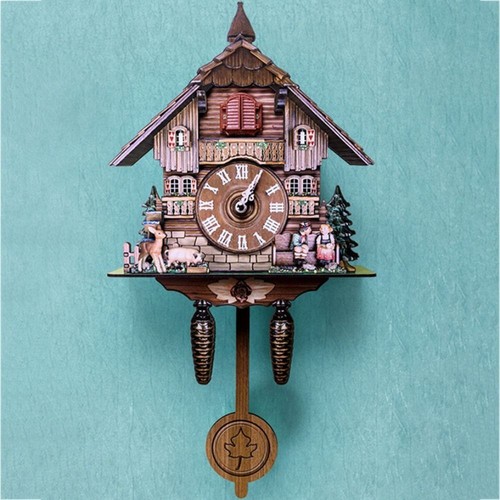 Vintage cuckoo wall clock wood - cuckoo,