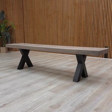 Furniture Village Bodahl 'Njord' Grey Solid Oak 180cm Dining Bench Metal Leg NEW