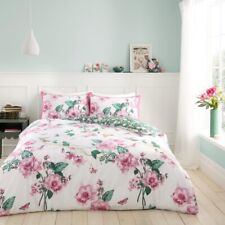 Shabby Chic Duvet Cover Reversible King Quilt Bedding Bed Set Pink Green