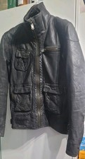 Superdry Genuine Leather Biker Jacket with Double Collar Mens Large V.G.C.