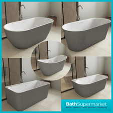 1600–1700mm Grey Freestanding Bath – Fluted, Slipper, Oval, Back to Wall Options