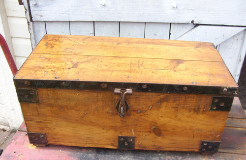 Vintage wooden tool chest - tool, box