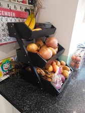 Sturdy 2-Tier Pine Wood Fruit