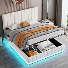 Ottoman Storage PU Leather Bed Frame 5ft King Size with Hydraulic Storage Cream