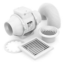 Dryzone Inline Extractor Fan Kit with Timer (100mm, White) | Lofts or Ceiling