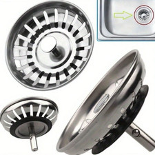 2x Stainless Steel Replacement Kitchen Sink Drain Strainer Drainer Waste Plug.