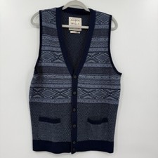 Aubin & Wills men's wool blend sweater vest waistcoat button up size large
