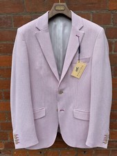 Mens Summer Searsucker Pink Striped Boating Jacket Blazer Many Sizes - BNWT