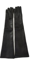 Genuine Lambskin Leather Black Handmade Dominatrix Mistress Opera Long Gloves 