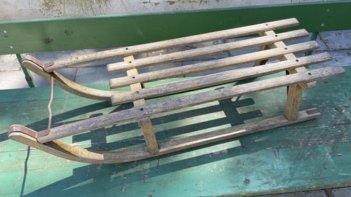 Vintage wooden snow sledge - vintage,