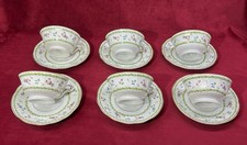 BERNARDAUD LIMOGES ARTOIS GREEN 6 CUP AND & SAUCER CUPS A THE COFFEE PORCELAIN