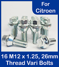16 Alloy Wheel Vari Bolts M12 x 1.25 Wobbly / Wobble Bolt Variable PCD - Citroen