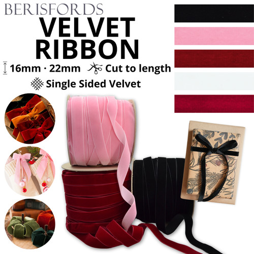 Berisfords velvet ribbon 16mm - velvet,