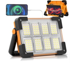 Rechargeable LED Work Light Solar Cordless Portable Floodlight USB 4-Modes