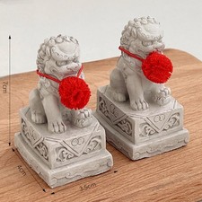 2Pcs Fu  Dogs Stone Statues