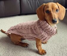 Miniature Dachshund/Sausage Dog Jumper - Handmade - Pink Sparkly Cable Aran-New 