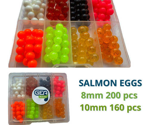 Box salmon eggs 8mm - , 10mm