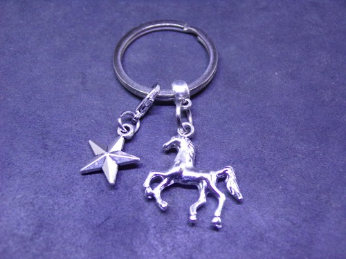 Horse keyring star - horse, &