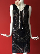 NEXT Beads Sequins Flapper Gatsby 1920s Party Dress Navy Size 12 BNWT RRP £80