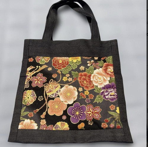 Japanese floral denim tote - tote, bag