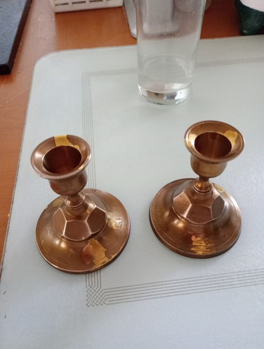 Pair brass candle sticks - pair, of