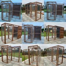 Walk In Animal Run 6ft x3ft Brown 19G Chicken Rabbit Run Bird Aviary Safety Door