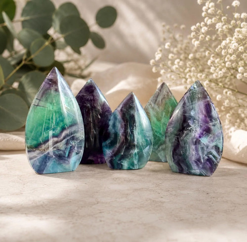 Rainbow fluorite crystal - rainbow, flame