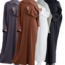 Muslim Women Belted Maxi Dress Knitted Kaftan Dubai Abaya Islamic Caftan Robe